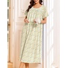 image:imageEkouaer Cotton Nightgowns for Women Long Night Gown Short Sleeve Sleepdress Victorian Sleepwear Nightdress with PocketsYellow Floral