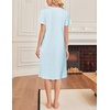 image:imageEkouaer Cotton Nightgowns for Women Short Sleeve House Dress Pleated Night Gown Button Sleep Shirt Ladies NightdressBaby Blue