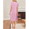 image:imageEkouaer Cotton Nightgowns for Women Short Sleeve House Dress Pleated Night Gown Button Sleep Shirt Ladies NightdressFloral Pink