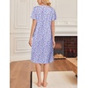 image:imageEkouaer Cotton Nightgowns for Women Short Sleeve House Dress Pleated Night Gown Button Sleep Shirt Ladies NightdressFloral Purple