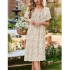 image:imageEkouaer Cotton Nightgowns for Women Short Sleeve House Dress Pleated Night Gown Button Sleep Shirt Ladies NightdressFloral Yellow