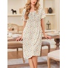image:imageEkouaer Cotton Nightgowns for Women Short Sleeve House Dress Pleated Night Gown Button Sleep Shirt Ladies NightdressFloral Yellow