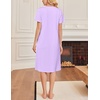 image:imageEkouaer Cotton Nightgowns for Women Short Sleeve House Dress Pleated Night Gown Button Sleep Shirt Ladies NightdressLavender Purple