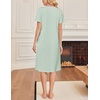 image:imageEkouaer Cotton Nightgowns for Women Short Sleeve House Dress Pleated Night Gown Button Sleep Shirt Ladies NightdressLight Green