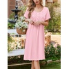 image:imageEkouaer Cotton Nightgowns for Women Short Sleeve House Dress Pleated Night Gown Button Sleep Shirt Ladies NightdressLight Pink