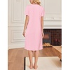 image:imageEkouaer Cotton Nightgowns for Women Short Sleeve House Dress Pleated Night Gown Button Sleep Shirt Ladies NightdressLight Pink