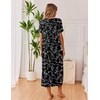 image:imageEkouaer Long Nightgowns for Women 3 Pack Night Gown Short Sleeve House Dress V Neck Lounge Dress Plus Size Sleep ShirtsBlack FloralGreyBlue