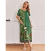 image:imageEkouaer Long Nightgowns for Women 3 Pack Night Gown Short Sleeve House Dress V Neck Lounge Dress Plus Size Sleep ShirtsBlackBlack Pink FloralGreen Floral
