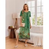 image:imageEkouaer Long Nightgowns for Women 3 Pack Night Gown Short Sleeve House Dress V Neck Lounge Dress Plus Size Sleep ShirtsBlackBlack Pink FloralGreen Floral