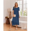 image:imageEkouaer Long Nightgowns for Women 3 Pack Night Gown Short Sleeve House Dress V Neck Lounge Dress Plus Size Sleep ShirtsBlackGreyBlue