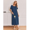 image:imageEkouaer Long Nightgowns for Women 3 Pack Night Gown Short Sleeve House Dress V Neck Lounge Dress Plus Size Sleep ShirtsBlackGreyBlue