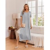 image:imageEkouaer Long Nightgowns for Women 3 Pack Night Gown Short Sleeve House Dress V Neck Lounge Dress Plus Size Sleep ShirtsBlackGreyGrey Stripe