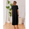 image:imageEkouaer Long Nightgowns for Women 3 Pack Night Gown Short Sleeve House Dress V Neck Lounge Dress Plus Size Sleep ShirtsBlackLilacGreen Flower