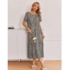 image:imageEkouaer Long Nightgowns for Women 3 Pack Night Gown Short Sleeve House Dress V Neck Lounge Dress Plus Size Sleep ShirtsBlackWine RedLeopard