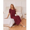 image:imageEkouaer Long Nightgowns for Women 3 Pack Night Gown Short Sleeve House Dress V Neck Lounge Dress Plus Size Sleep ShirtsBlackWine RedLeopard