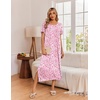 image:imageEkouaer Long Nightgowns for Women 3 Pack Night Gown Short Sleeve House Dress V Neck Lounge Dress Plus Size Sleep ShirtsBlue Moon StarPurple StarPink Floral