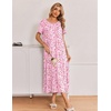 image:imageEkouaer Long Nightgowns for Women 3 Pack Night Gown Short Sleeve House Dress V Neck Lounge Dress Plus Size Sleep ShirtsBlue Moon StarPurple StarPink Floral