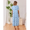 image:imageEkouaer Long Nightgowns for Women 3 Pack Night Gown Short Sleeve House Dress V Neck Lounge Dress Plus Size Sleep ShirtsBlue Moon StarPurple StarPink Floral