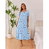 image:imageEkouaer Long Nightgowns for Women 3 Pack Night Gown Short Sleeve House Dress V Neck Lounge Dress Plus Size Sleep ShirtsBlue Moon StarPurple StarPink Floral