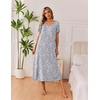 image:imageEkouaer Long Nightgowns for Women 3 Pack Night Gown Short Sleeve House Dress V Neck Lounge Dress Plus Size Sleep ShirtsGrey CoffeePurple StarBlue Butterfly