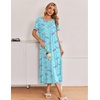 image:imageEkouaer Long Nightgowns for Women 3 Pack Night Gown Short Sleeve House Dress V Neck Lounge Dress Plus Size Sleep ShirtsGrey CoffeePurple StarBlue Butterfly