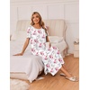 image:imageEkouaer Long Nightgowns for Women 3 Pack Night Gown Short Sleeve House Dress V Neck Lounge Dress Plus Size Sleep ShirtsTie Dye BlueWhite FloralGreen Flower