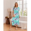 image:imageEkouaer Long Nightgowns for Women 3 Pack Night Gown Short Sleeve House Dress V Neck Lounge Dress Plus Size Sleep ShirtsTie Dye BlueWhite FloralGreen Flower