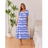 image:imageEkouaer Long Nightgowns for Women 3 Pack Night Gown Short Sleeve House Dress V Neck Lounge Dress Plus Size Sleep ShirtsTie Dye BlueWhite FloralGreen Flower