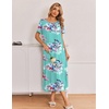 image:imageEkouaer Long Nightgowns for Women 3 Pack Night Gown Short Sleeve House Dress V Neck Lounge Dress Plus Size Sleep ShirtsTie Dye BlueWhite FloralGreen Flower