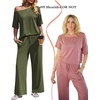 image:imageEkouaer Lounge Sets for Women Off ShoulderRight Short Sleeve Tops and Long Pants 2 Piece Set Summer Soft Matching OutfitArmy Green