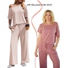 image:imageEkouaer Lounge Sets for Women Off ShoulderRight Short Sleeve Tops and Long Pants 2 Piece Set Summer Soft Matching OutfitBeige