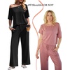 image:imageEkouaer Lounge Sets for Women Off ShoulderRight Short Sleeve Tops and Long Pants 2 Piece Set Summer Soft Matching OutfitBlack