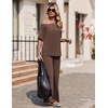 image:imageEkouaer Lounge Sets for Women Off ShoulderRight Short Sleeve Tops and Long Pants 2 Piece Set Summer Soft Matching OutfitBrown