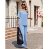 image:imageEkouaer Lounge Sets for Women Off ShoulderRight Short Sleeve Tops and Long Pants 2 Piece Set Summer Soft Matching OutfitClear Blue