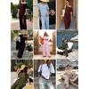 image:imageEkouaer Lounge Sets for Women Off ShoulderRight Short Sleeve Tops and Long Pants 2 Piece Set Summer Soft Matching OutfitClear Blue