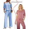 image:imageEkouaer Lounge Sets for Women Off ShoulderRight Short Sleeve Tops and Long Pants 2 Piece Set Summer Soft Matching OutfitClear Blue