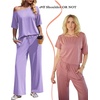 image:imageEkouaer Lounge Sets for Women Off ShoulderRight Short Sleeve Tops and Long Pants 2 Piece Set Summer Soft Matching OutfitLilac