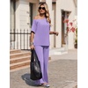 image:imageEkouaer Lounge Sets for Women Off ShoulderRight Short Sleeve Tops and Long Pants 2 Piece Set Summer Soft Matching OutfitLilac