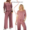 image:imageEkouaer Lounge Sets for Women Off ShoulderRight Short Sleeve Tops and Long Pants 2 Piece Set Summer Soft Matching OutfitOld Rose