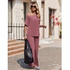 image:imageEkouaer Lounge Sets for Women Off ShoulderRight Short Sleeve Tops and Long Pants 2 Piece Set Summer Soft Matching OutfitOld Rose
