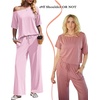 image:imageEkouaer Lounge Sets for Women Off ShoulderRight Short Sleeve Tops and Long Pants 2 Piece Set Summer Soft Matching OutfitPink
