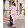 image:imageEkouaer Lounge Sets for Women Off ShoulderRight Short Sleeve Tops and Long Pants 2 Piece Set Summer Soft Matching OutfitPink