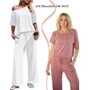 image:imageEkouaer Lounge Sets for Women Off ShoulderRight Short Sleeve Tops and Long Pants 2 Piece Set Summer Soft Matching OutfitWhitethin