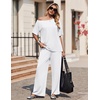 image:imageEkouaer Lounge Sets for Women Off ShoulderRight Short Sleeve Tops and Long Pants 2 Piece Set Summer Soft Matching OutfitWhitethin