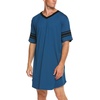 image:imageEkouaer Mens Nightshirt Comfy Nightwear BigampTall V Neck Short Sleeve Soft Loose Pajama Sleep ShirtBlue