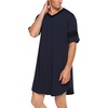 image:imageEkouaer Mens Nightshirt Comfy Nightwear BigampTall V Neck Short Sleeve Soft Loose Pajama Sleep ShirtNavy Blue