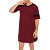image:imageEkouaer Mens Nightshirt Comfy Nightwear BigampTall V Neck Short Sleeve Soft Loose Pajama Sleep ShirtWine Red