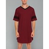 image:imageEkouaer Mens Nightshirt Comfy Nightwear BigampTall V Neck Short Sleeve Soft Loose Pajama Sleep ShirtWine Red