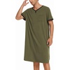 image:imageEkouaer Mens Nightshirt Nightwear Comfy BigampTall Short Sleeve Henley Sleep ShirtArmy Green