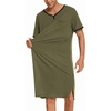image:imageEkouaer Mens Nightshirt Nightwear Comfy BigampTall Short Sleeve Henley Sleep ShirtArmy Green
